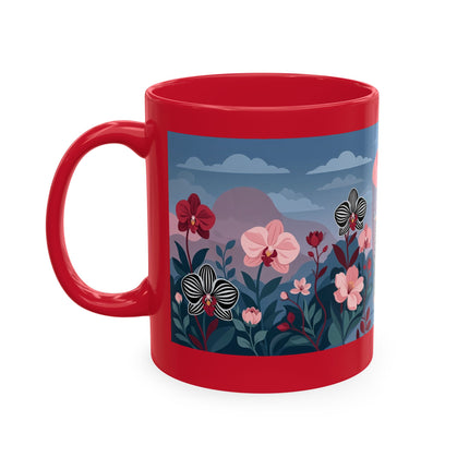 🖤🌸 The Lady Of The Striped Orchid Garden Ceramic Mug – Art Deco Fashion Elegance
