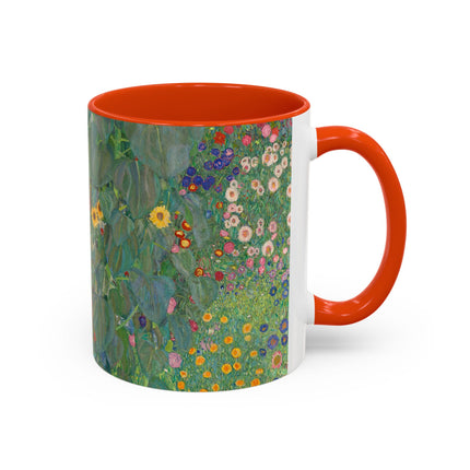 Farm Garden with Sunflowers by Gustav Klimt Colorful Mugs (11oz, 15oz)