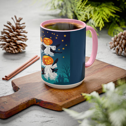 🐈‍⬛🎃 The Flying Black Cats Of Halloween Colorful Mug – Whimsical Storybook Charm