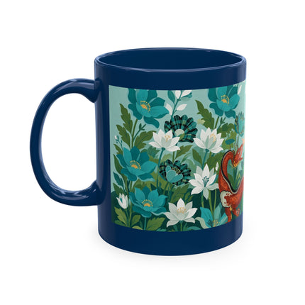 🐉🌿 The Lady & The Garden Dragon Ceramic Mug – Art Deco Botanical Whimsy