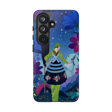 🌸🐦 The Lady Of The Midnight Bird Garden Phone Case – Art Deco Floral Fantasy