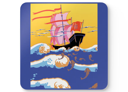 Golden Seas and Whimsical Dreams Corkwood Coaster Set