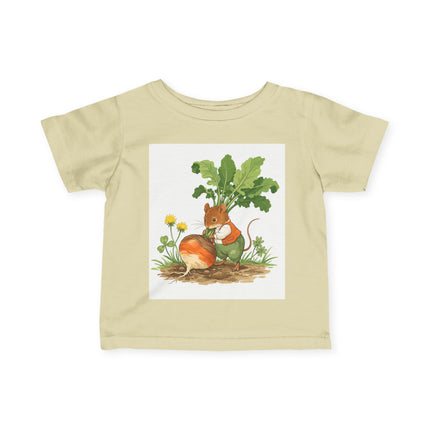 🐭🥕 The Little Garden Harvest Mouse Infant Fine Jersey Tee – Whimsical Woodland Charm
