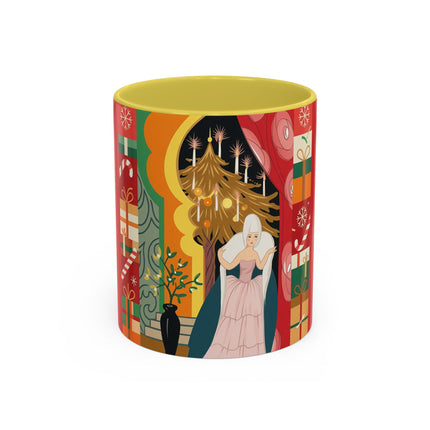 ❤️ The Lady Of The Candlelit Christmas Alcove Colorful Mug – Art Deco Holiday Elegance