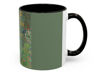 Farm Garden with Sunflowers by Gustav Klimt Colorful Mugs (11oz, 15oz)