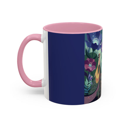 The Lady Of The Moonlit Fountain Colorful Mugs – Art Deco Botanical Serenity