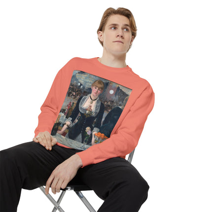 A Bar at the Folies-Bergère by Edouard Manet Unisex Garment-Dyed Sweatshirt