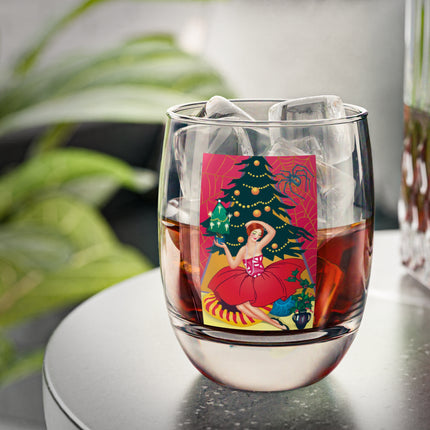 Art Deco Christmas Enchantment Whiskey Glass