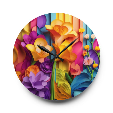 The Graceful Freesia Acrylic Wall Clock, Round and Square