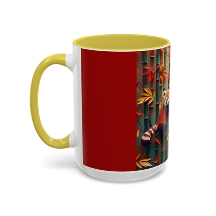 Red Panda at an Autumn Bamboo Grove Colorful Mugs (11oz, 15oz)