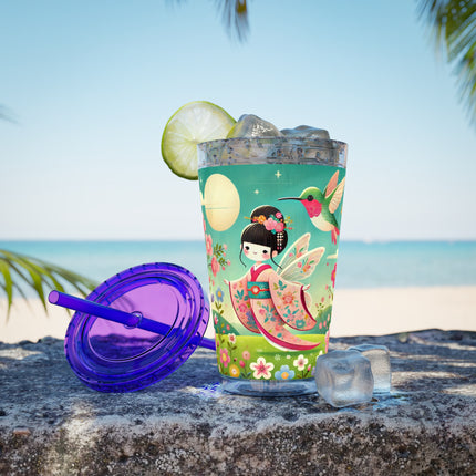 Geisha Fairy and the Hummingbird Blossom Sunsplash Tumbler with Straw, 16oz