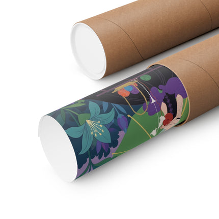 🪷🧶 The Lady Of The Lotus Knitting Circle Matte Vertical Poster – Art Deco Floral Whimsy