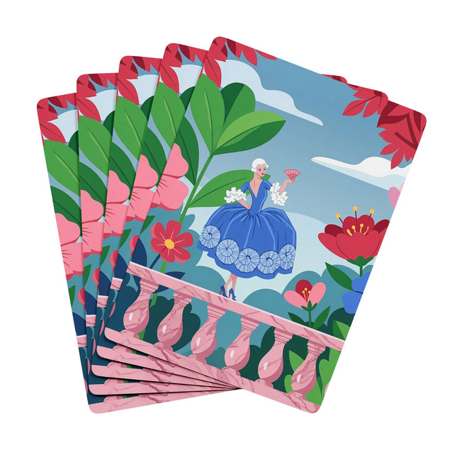 🌸🌿 The Lady Of The Blossoming Terrace Playing Cards – Art Deco Floral Garden Elegance