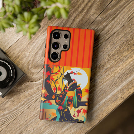 Black Cat in Kimono Phone Cases