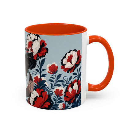 ❤️🌺 The Scarlet Blossom Dancer Colorful Mug – Art Deco Fashion Whimsy