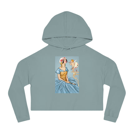 The Enchanting Painter: A Fairy's Artistic Touch Women’s Cropped Hooded Sweatshirt