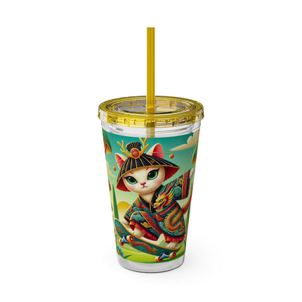 Dragon Dance on Wheels Sunsplash Tumbler with Straw, 16oz