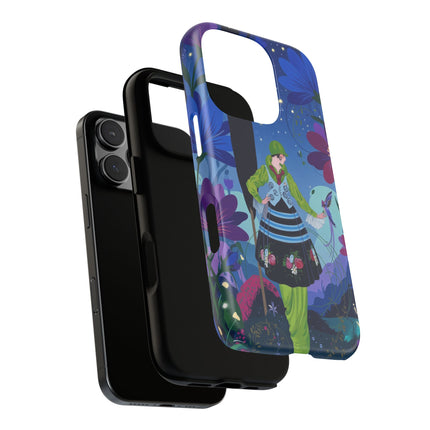 🌸🐦 The Lady Of The Midnight Bird Garden Phone Case – Art Deco Floral Fantasy