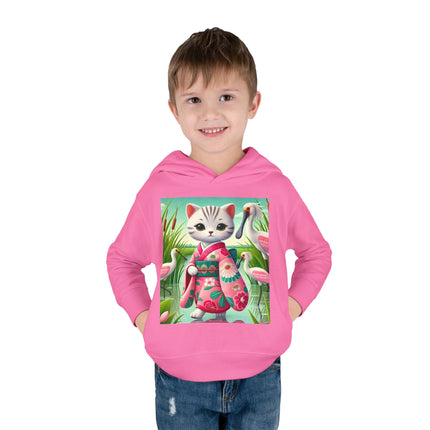 Geisha Kitten Strolls Among the Spoonbills Toddler Pullover Fleece Hoodie