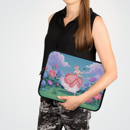 🌸🎭 The Rose Garden Masquerade Laptop Sleeve – Art Deco Floral Elegance