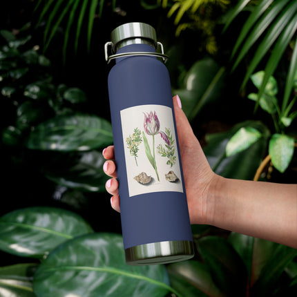 Tulip, Branches of Myrtle, and Shells by Maria Sibylla Merian Copper Vacuum Insulated Bottle, 22oz