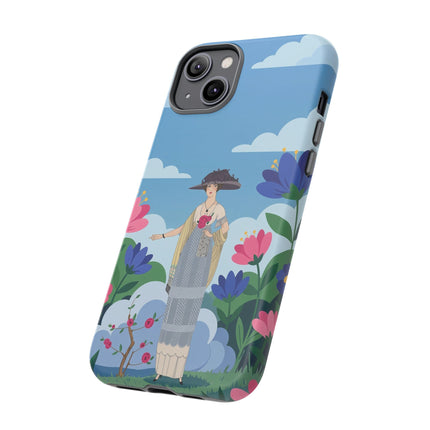 🌸🎩 The Lady Of The Grand Flower Garden Phone Case – Art Deco Fashion Illustration