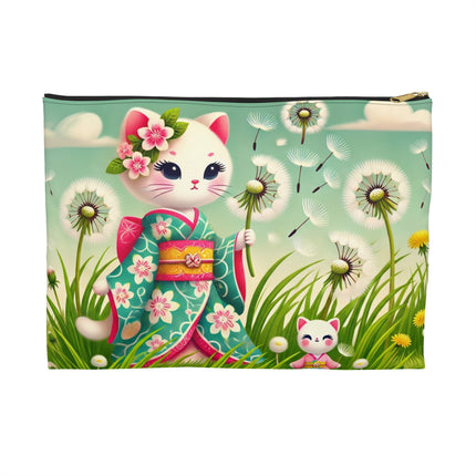 Geisha Kitten and the Dandelion Wish Accessory Pouch – Gentle Wish & Quiet Wonder