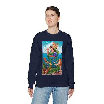 Three Mermaids with Strings of Pearls by Carlo Chiostri Heavy Blend™ Crewneck Sweatshirt