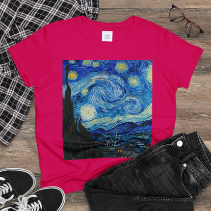 The Starry Night by Vincent Van Gogh Women's Midweight Cotton Tee