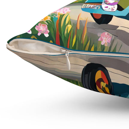 Stripes on Wheels Spun Polyester Square Pillow