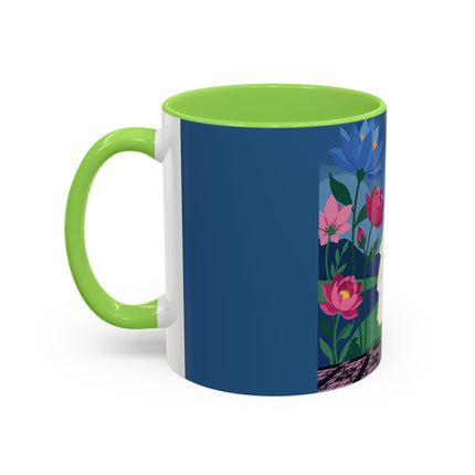 The Lady Of The Golden Parasol Colorful Mugs – Art Deco Botanical Elegance