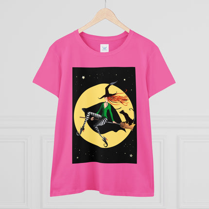 A Witch’s Moonlit Flight Women's Midweight Cotton Tee