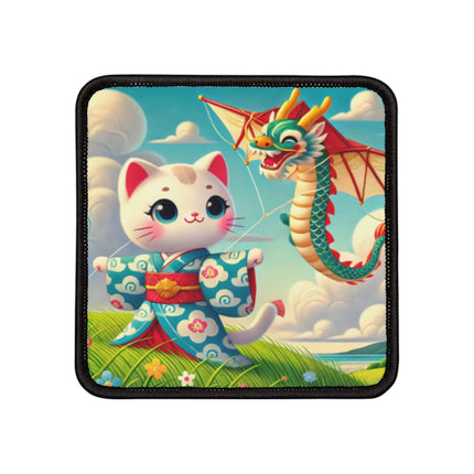 Geisha Kitten and the Dragon Kite Iron-On Patches