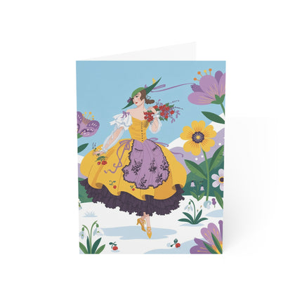 🌼❄️ The Lady Of The Snowdrop Garden Greeting Card – Art Deco Holiday Fantasy