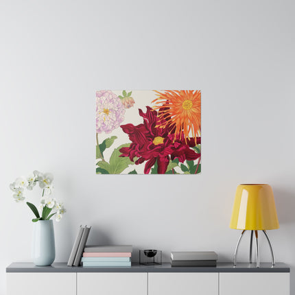 Radiant Dahlias by Tanigami Kônan – Japanese Botanical Splendor