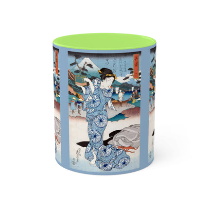 Japanese woman woodblock print by Keisai Eisen Colorful Mugs, 11oz