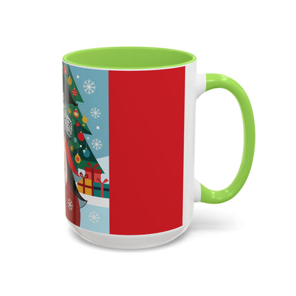 ❤️ The Lady Of The Crimson Scarf Colorful Mug – Art Deco Christmas Elegance