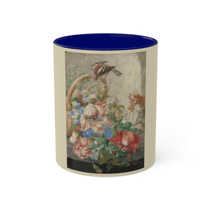 A Basket with Flowers by Herman Henstenburgh Colorful Mugs, 11oz