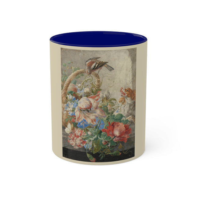 A Basket with Flowers by Herman Henstenburgh Colorful Mugs, 11oz