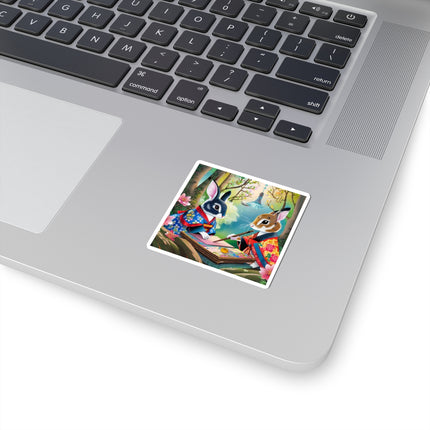 Fairy Animals Writing Wishes  Kiss-Cut Stickers (4 Sizes)