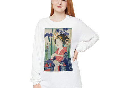 Woman with Bookmark and Book Garment-dyed Long Sleeve T-Shirt