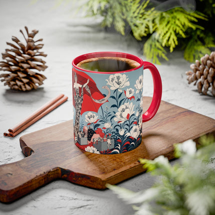 ❤️🌺 The Scarlet Parasol Spectacle Colorful Mug – Art Deco Fashion Elegance