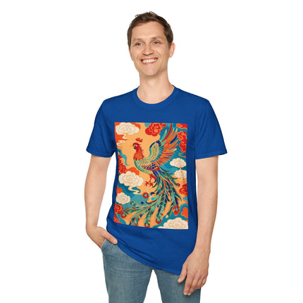 🐦🌞 The Celestial Phoenix Softstyle T-Shirt – Golden Clouds & Mythical Splendor