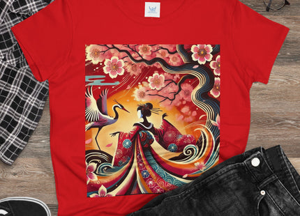 Fairy and Stork Beneath the Cherry Blossoms Cotton Tee