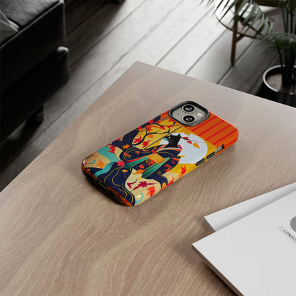 Black Cat in Kimono Phone Cases
