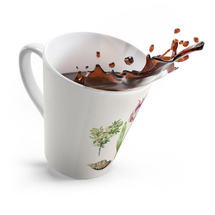 Tulip, Branches of Myrtle, and Shells by Maria Sibylla Merian Latte Mug