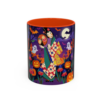 🌙🎃 The Moonlit Garden Masquerade Colorful Mug – Floral Halloween Charm