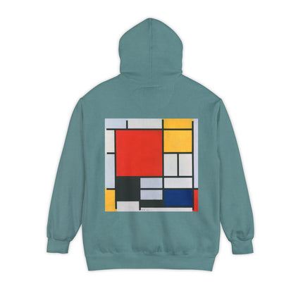 Composition with Red, Yellow, Blue, and Black by Piet Mondrian Unisex Garment-Dyed Hoodie