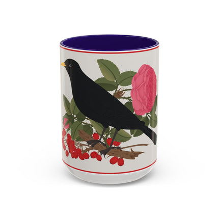 Blackbird & Rose Colorful Mugs – Timeless Elegance & Nature's Harmony