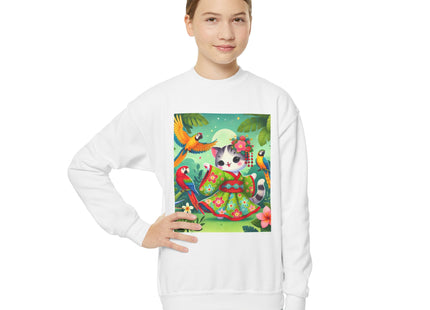 Parrot Dance of the Geisha Kitten Youth Crewneck Sweatshirt